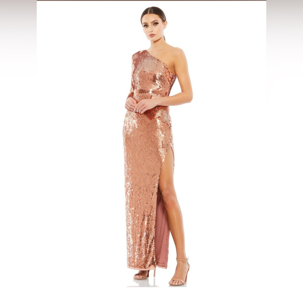 Mac Duggal 10788 One Sleeve High Slit Dress